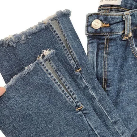 Zara  Medium Blue Fray Split Hem Jeans - Picture 10 of 10